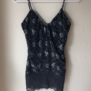 Black and silver lace tank